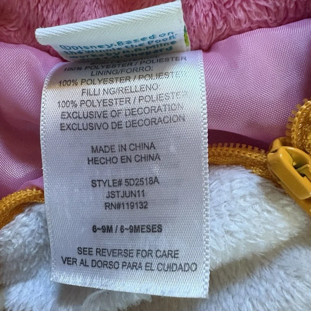 Disney Winnie The Pooh Hooded Bunting Snowsuit Footed 6-9 Months Yellow Pink